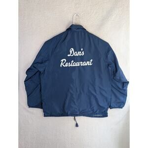 Vintage King Louie Bomber Jacket Mens Large Blue USA Union Made 80s READ/FLAWS